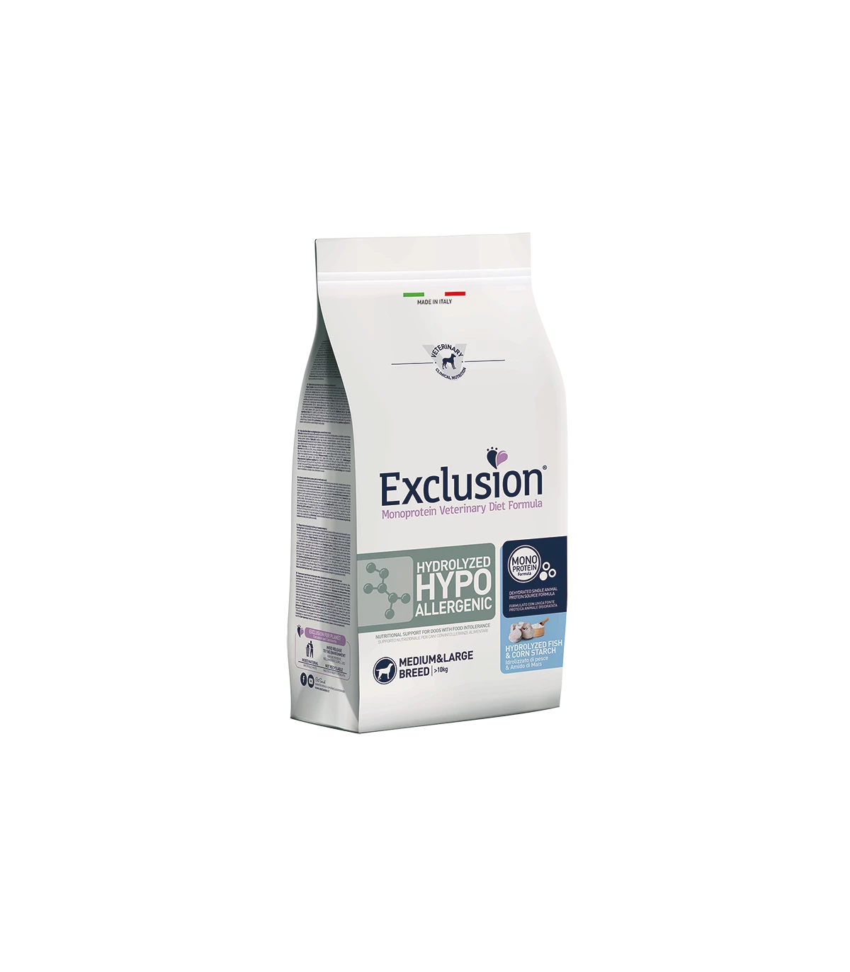 Exclusion Diet Formula Exclusion Diet Hydrolyzed Hypoallergenic Fish & Corn Starch Medium Large Breed 12 Kg