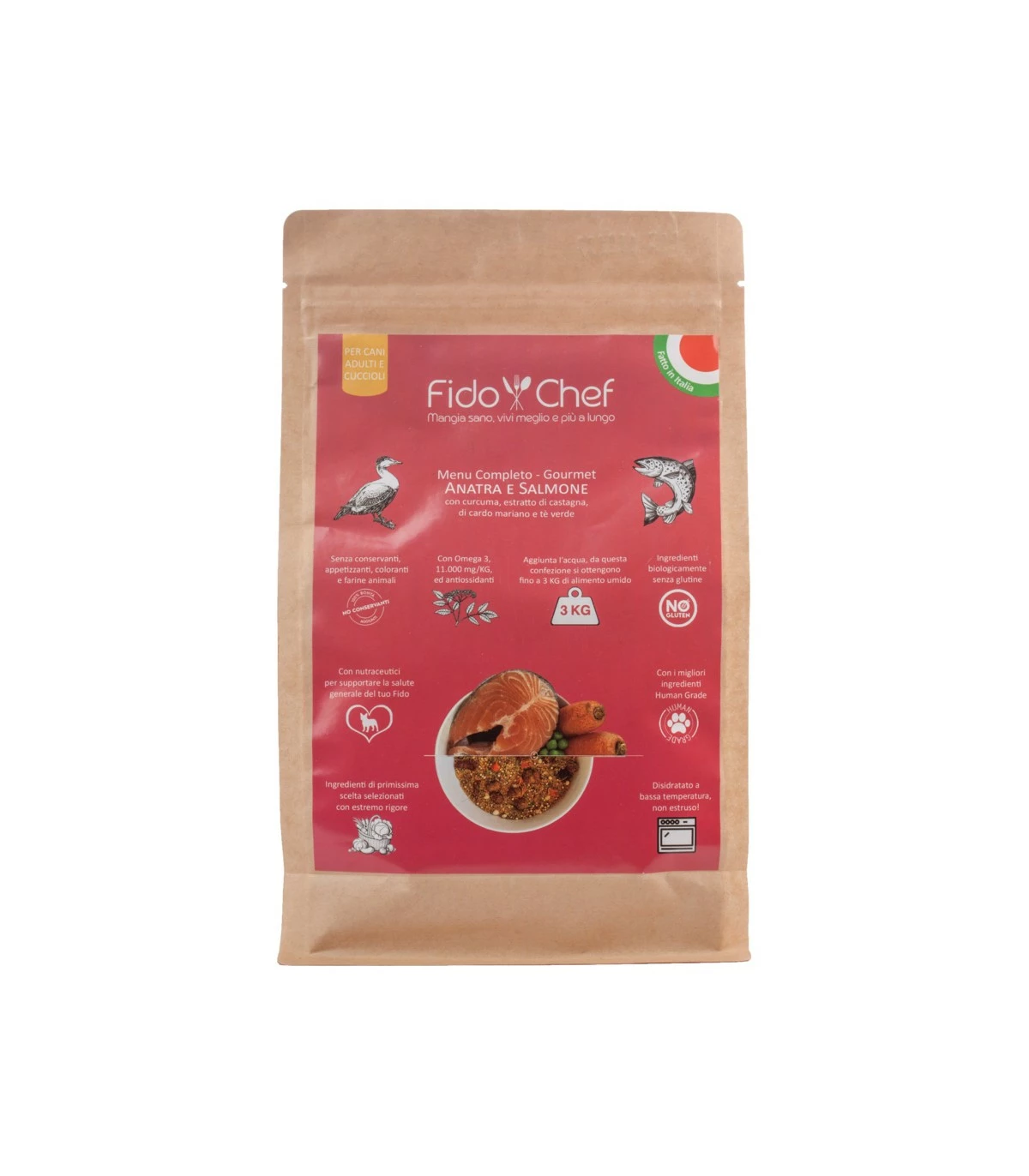 FidoChef Menu Completo Gourmet Anatra E Salmone 750 Gr