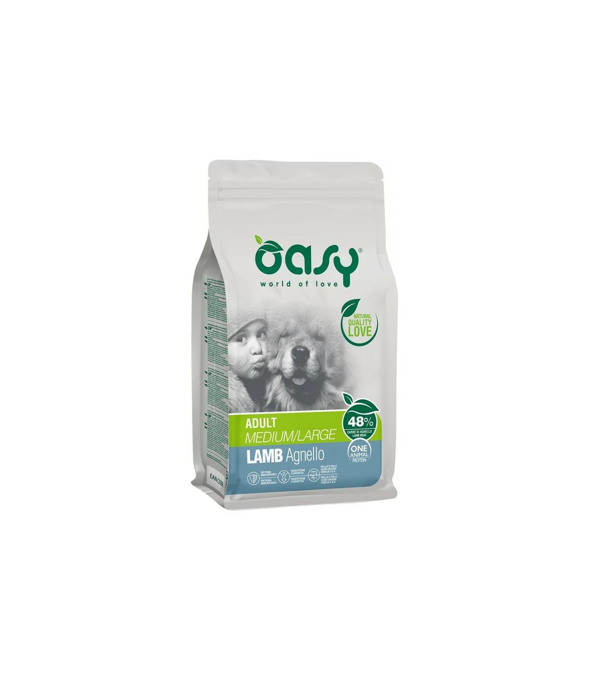 Oasy Cane Adult One Protein Medium Large Agnello 12 Kg