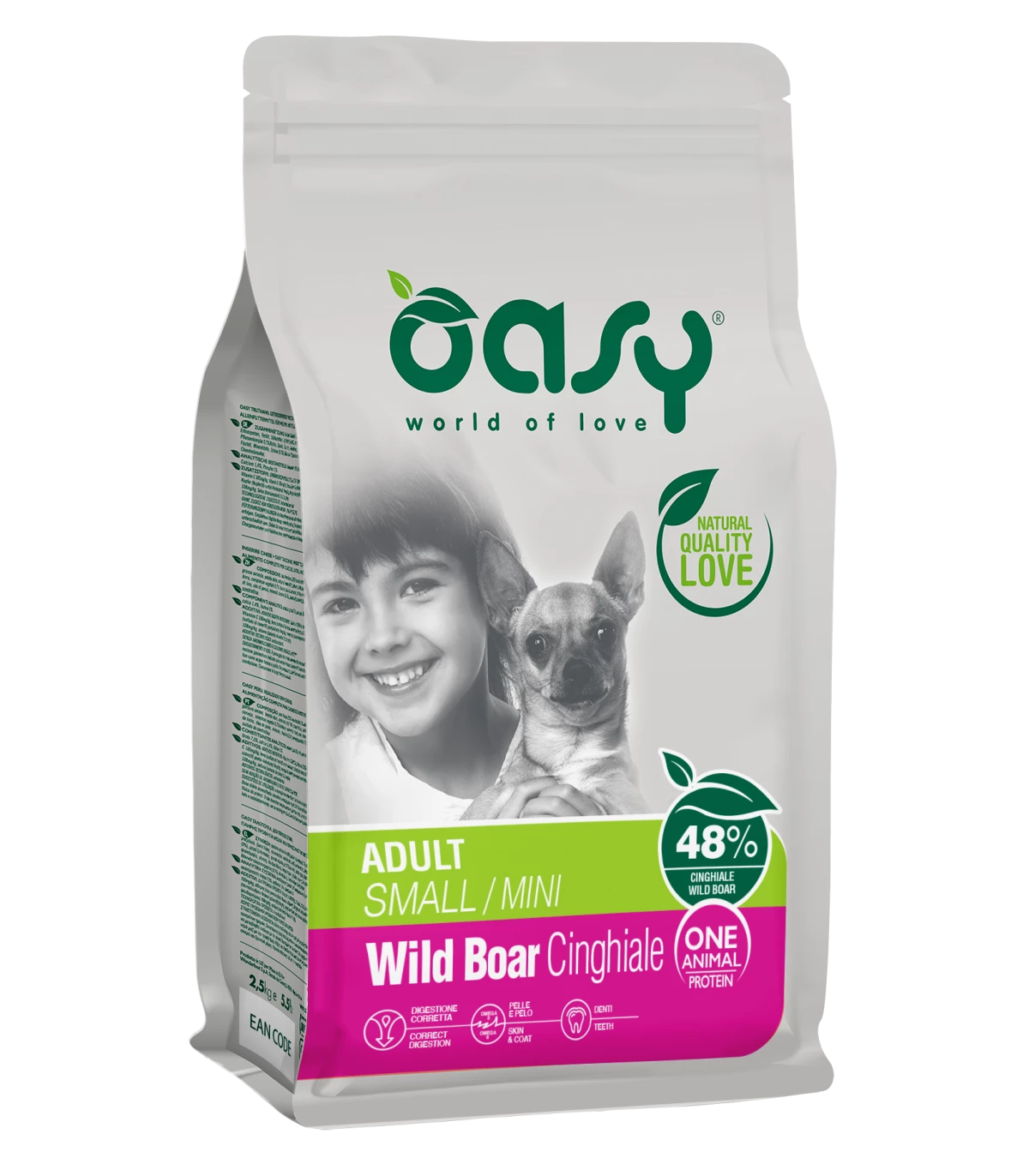 Oasy Cane Adult One Protein Small Mini Cinghiale 2,5 Kg