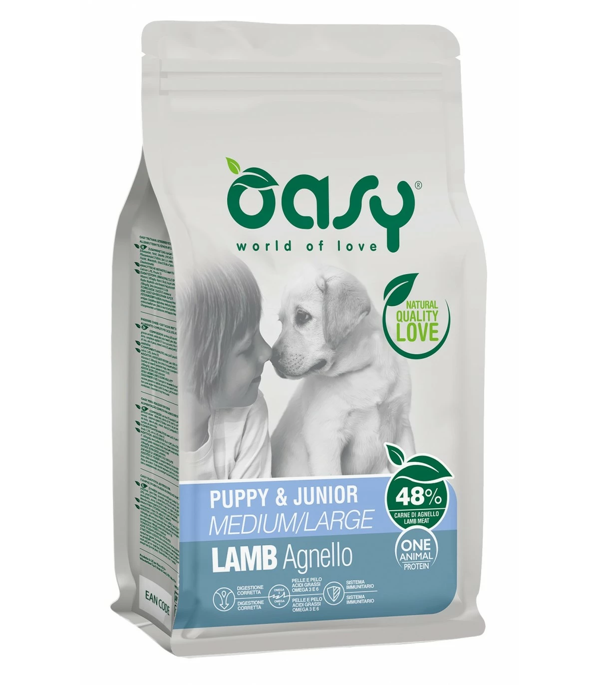 Oasy Cane Puppy & Junior Medium Large Agnello 2,5 Kg