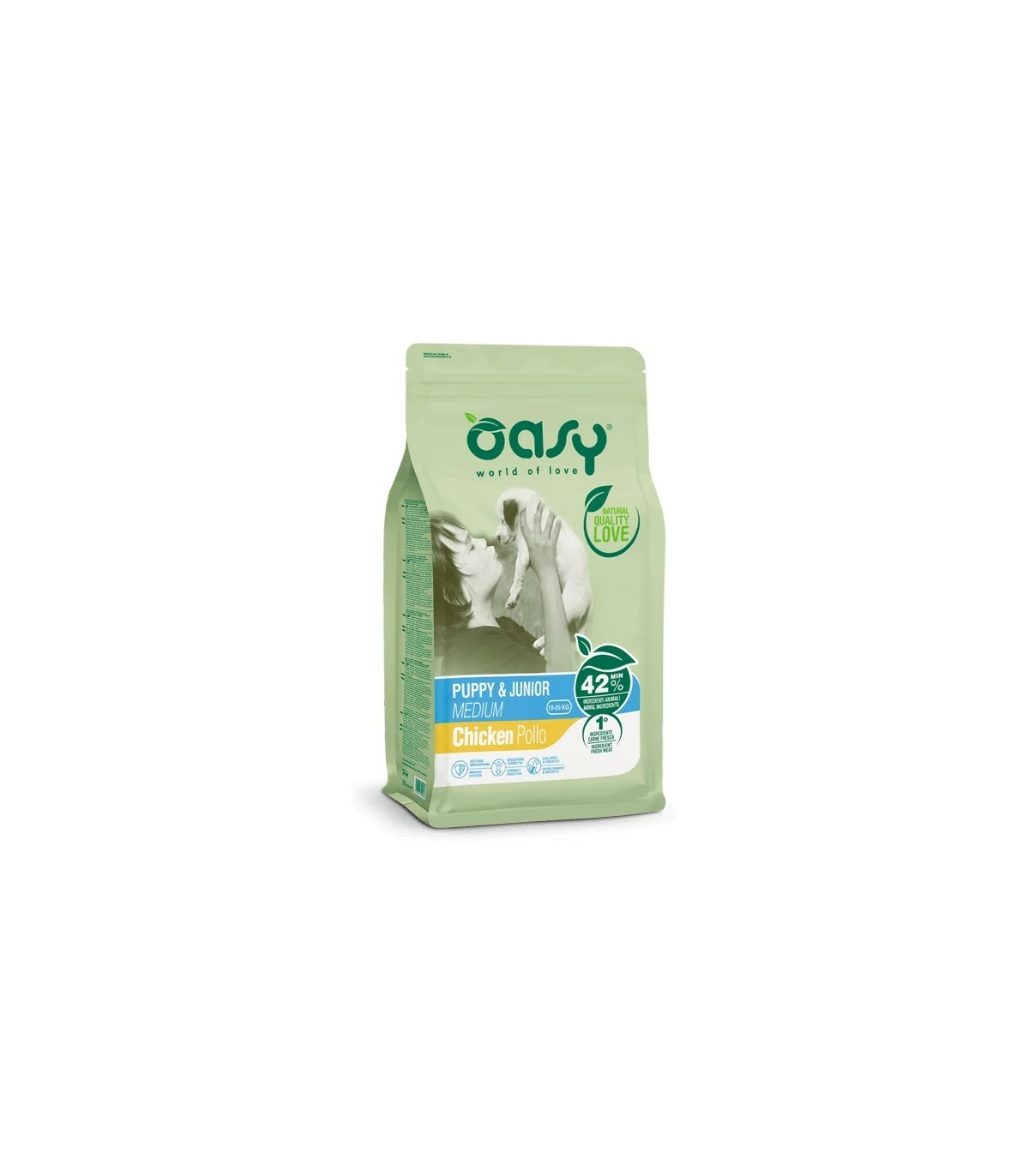 Oasy Cane Puppy & Junior Medium Pollo 12 Kg