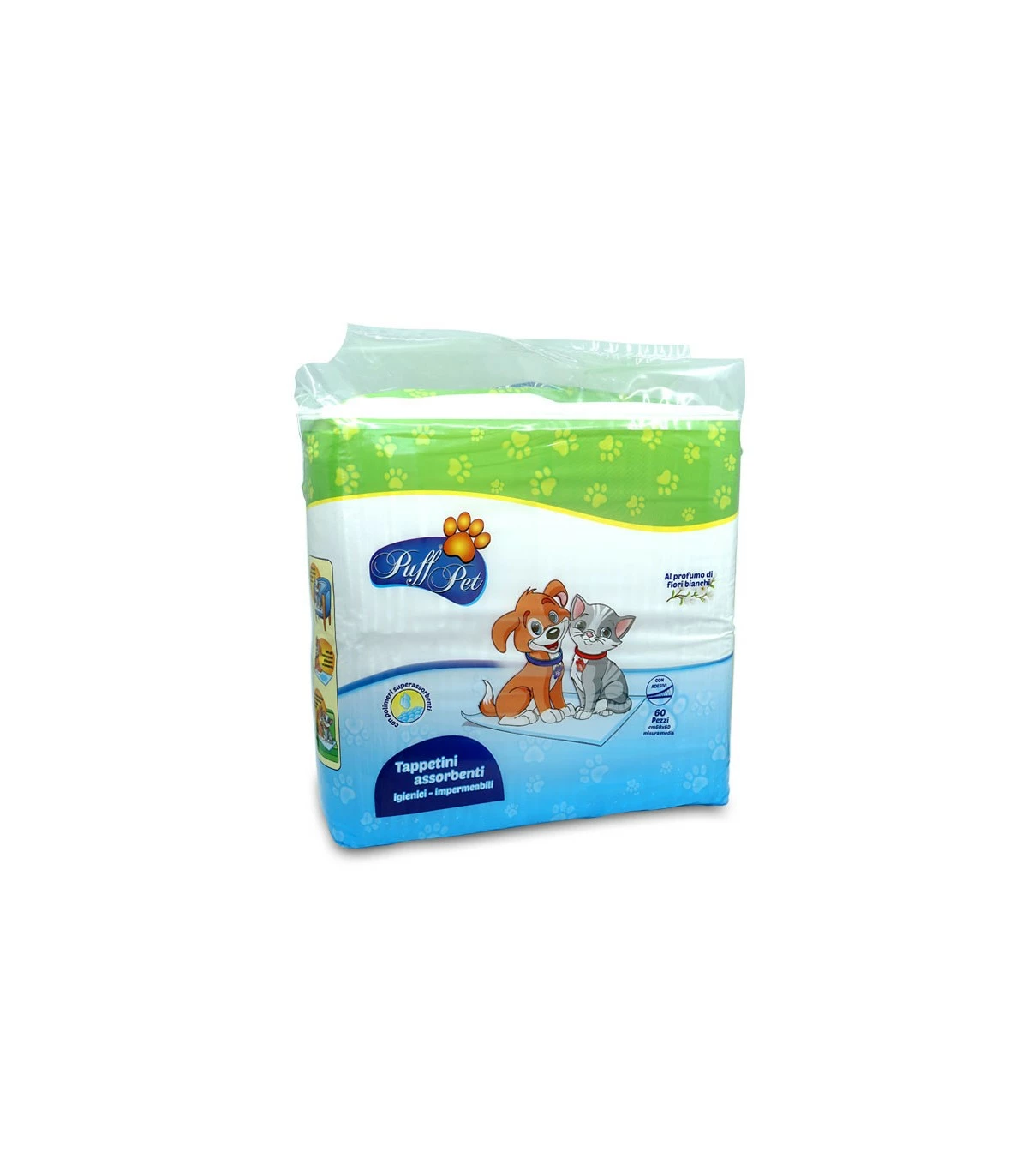 Puff Pet Tappetini Assorbenti Profumati 60x60 Con Adesivi 60 Pz