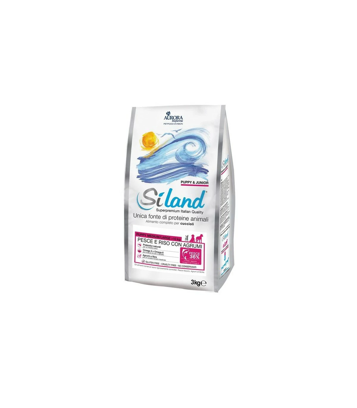Aurora Biofarma Siland Cane Diet Puppy Medio Maxi Pesce E Riso Con Agrumi 3 Kg