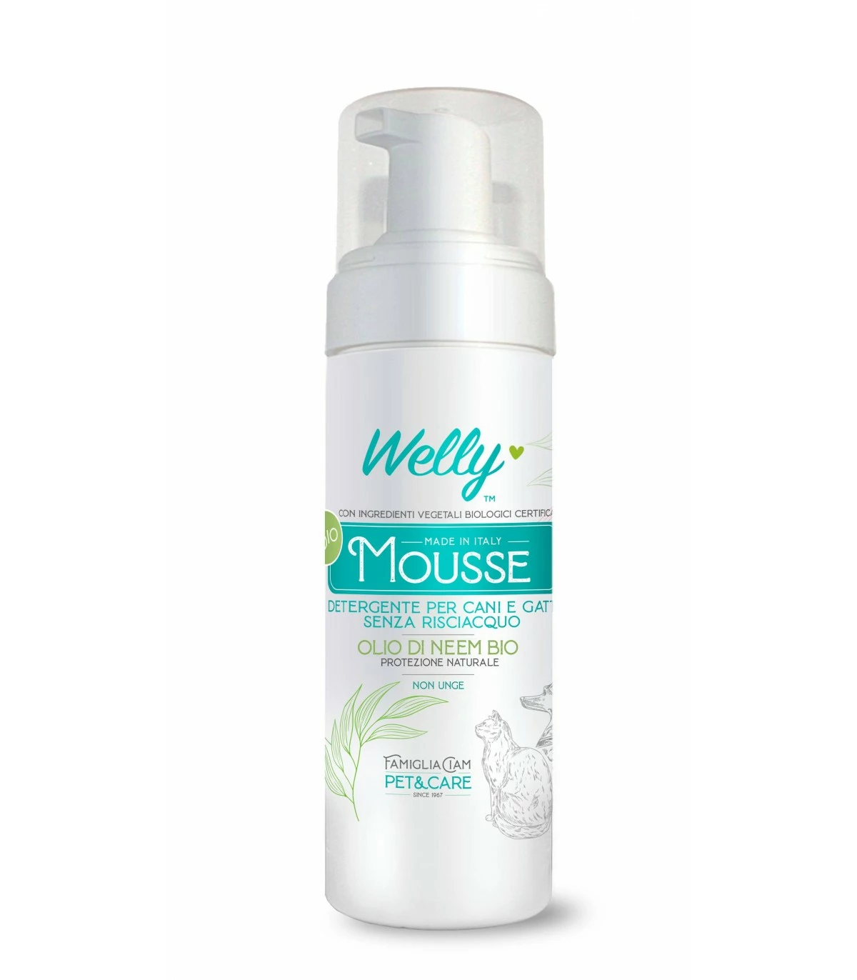 Welly - Famiglia Ciam Pet & Care Welly Bio Mousse Detergente Cane E Gatto Olio Di Neem 150 Ml