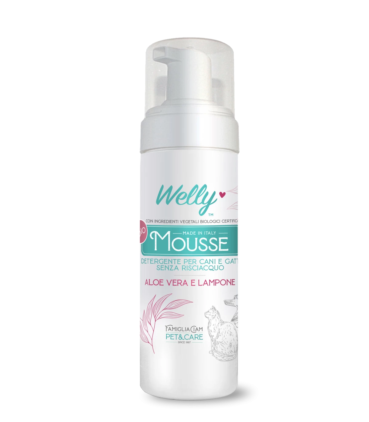 Welly - Famiglia Ciam Pet & Care Welly Bio Mousse Detergente Cani E Gatti Aloe Vera E Lampone 150 Ml
